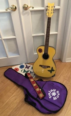 Daisy Rock Hollywood Girl Guitar Yellow Acoustic w/ Gig Bag Strap & Stand - Image 1 of 4
