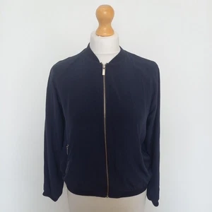 GANT Women's UK 8 UK 4 Navy Blue Pure Silk Bomber Jacket Classic Academia - Picture 1 of 7