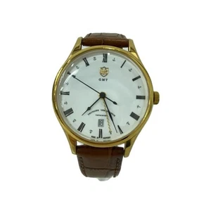 Dufa Weimar GMT Quartz Watch Leather White Brown DF-9006 Used - Picture 1 of 5