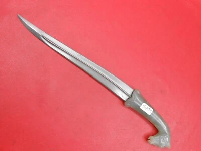 Vintage Green Aventurine Jade Hilt Indo Persian Mughal Wootz Khanjar S55 - Image 1 of 4