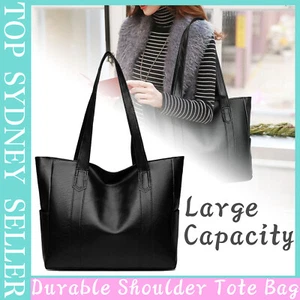 Women PU Leather Handbag Large Capacity Durable Shoulder Tote Bag W Side Pocket - Picture 1 of 12