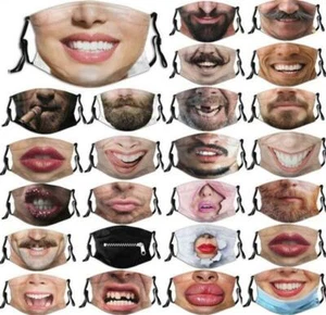 3D Mundmaske Ausdruck Lustige Gesichtsmaske Atmungsaktiver Schutz Cosplay Party - Bild 1 von 42