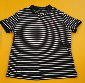Vintage Polo Ralph Lauren Herren Gr. XL schwarz/weiß gestreiftes Polo Kurzarm Baumwolle - Bild 1 von 7