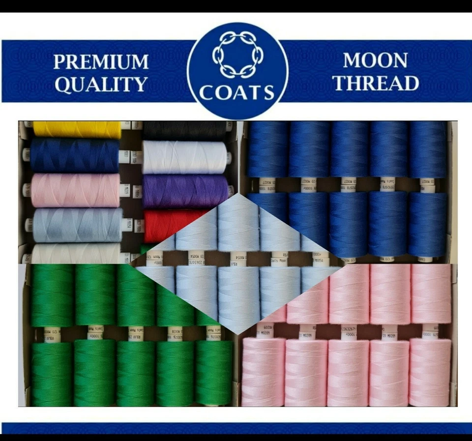 Coats Moon  Sewing Thread TKT120 Polyester Premier Overlocking  10 x 1000y Box - Image 1 of 1