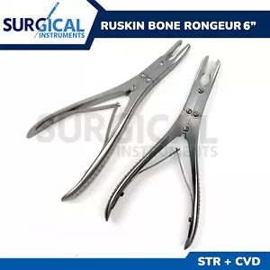 Juego de 2 Piezas Ruskin Bone Rongeur 6" Recto y Curvo 3mm Doble Acción Alemán G - Imagen 1 de 9