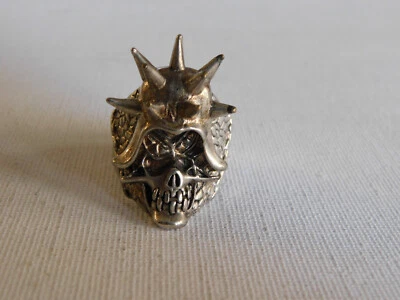 Vintage 1986 G&S Spiked Helmet Skull Biker Ring Sz 12 - Image 1 of 4