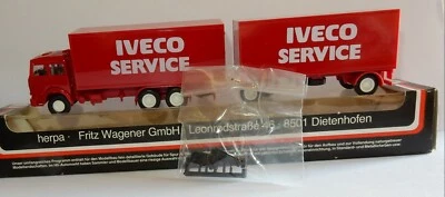 HERPA HO 1/87 CAMION UNIC IVECO + REMORQUE IVECO SERVICE IN BOX - Photo 1/4