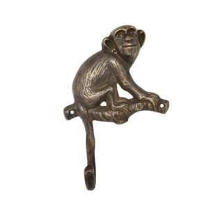 Lot of 4 pieces ANTIQUE small Monkey hook Hanger Solid Brass Vintage Hook Hat Co - Picture 1 of 3