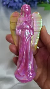 Intaglio cristallo 4,8" 232g Bella Aura Rosa Giada Angelo Custode Preghiera - Foto 1 di 23