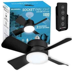 Bell + Howell 15.7 in. Indoor Matte Black LED Socket Ceiling Fan with Remote - Picture 1 of 9