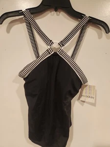 NWT - 24th & Ocean Black & White Swim Tankini Top - Size Small - Picture 1 of 4