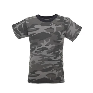 KIDS Black Camo T-Shirt Army Boys Girls Children Hiking Camping - Picture 1 of 4