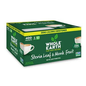 Whole Earth Stevia & Monk Fruit Zero Calorie Sweetener, 400 Packets - Picture 1 of 4