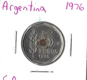 Coin Argentina 5 Pesos 1976 KMPn65?, silver aluminum pattern? - Picture 1 of 3