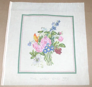 The Wooly End bunte Sommerblumen Bouquet handbemalt Nadelspitze Leinwand - Bild 1 von 2