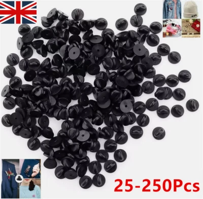 25-100X Clutch Rubber Pin Backs Keepers Replacement Uniform Badge Comfort Fit UK - Image 1 of 4