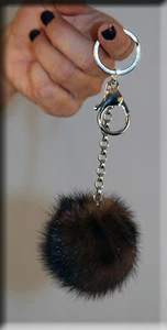 New Mahogany Mink Fur Key Chain - Extra Large Size - Efurs4less - Picture 1 of 1