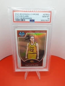 2023-24 Bowman University Chrome Caitlin Clark 2007-08 Bowman PSA 10 - Picture 1 of 9