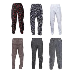 Cook Trousers Kitchen Catering Polyester Baggy Chef Pants Workwear Uniform, 6 - Picture 1 of 46