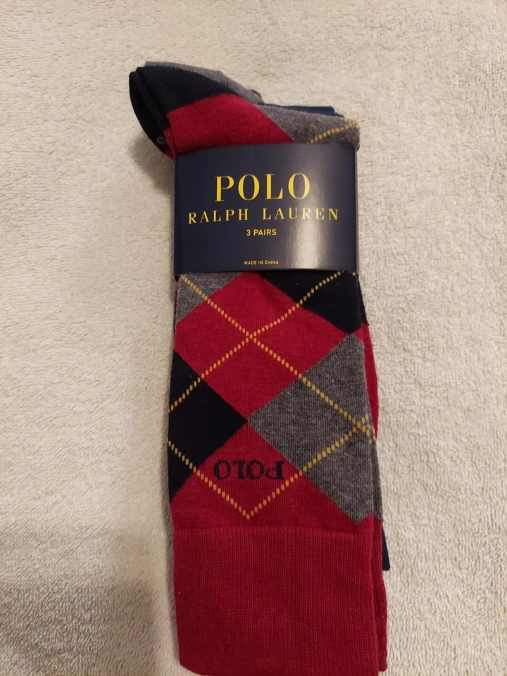 6 Pairs of Polo Ralph Lauren Argyle Solid Dress Socks Multi Sock Size 10-13
