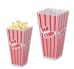 2 x Plastic Popcorn Boxes Large Holder Reusable Bucket Rose Container Red - Picture 1 of 23