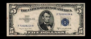 1953 B $5 Silver Certificate Free shipping {C229} - Picture 1 of 2