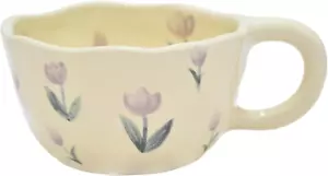 8.5 Oz Elegant Floral Ceramic Mug Coffee Cup with Flower Decorations, 250Ml Spri - Picture 1 of 6