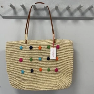 Isaac Mizrahi Whimsical Straw Tote with Matching Pouch - NWT - Picture 1 of 5