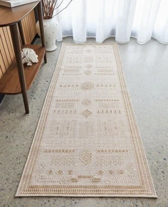 Indoor Outdoor Hallway Runner Alfresco Floor Rug Carpet Flat-weave Mat Natural - Picture 1 of 24