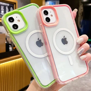 Coque Etui Antichoc Pour iPhone 15 14 13 12 Pro Max 11 Magsafe Aimant Clear Case - Photo 1 sur 15