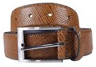 New Mens Bonded Snake Skin Textured Leather Pin Buckle 35mm Wide Belts S-3XL