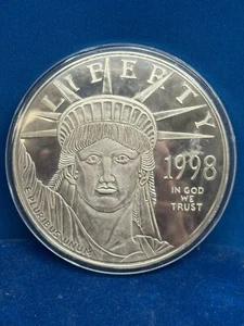 1998 $100 Platinum Eagle on a Giant Quarter Pound Proof 4 oz w/Box and COA - Picture 1 of 3