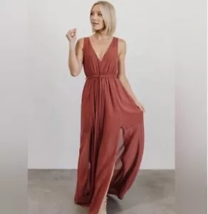 Baltic Born Hera Maxikleid Beere Chiffon gedämpft rot ärmellos XS O2 - Bild 1 von 12