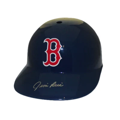 Casco de bateo de béisbol de recuerdo tamaño completo autografiado por Jim Rice de los Medias Rojas de Boston ( Foto 1 de 3