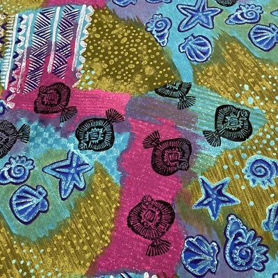 Tela de playa retro de halibut conchas pálidas de punto suave vintage 1 1/2 yarda D'Jon Foto 1 de 4