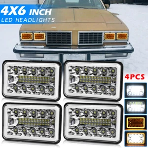 Faros LED cromados Fit Model Cutlass 1980-1988 4 piezas 4x6" haz alto/bajo halo DRL - Imagen 1 de 17