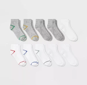 NEW Cat & Jack Kids' 10 Pack Ankle Socks XS/S 11-1 Shoe Size - Picture 1 of 1
