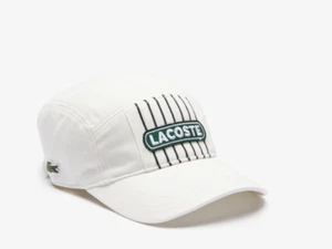 LACOSTE Unisex LIVE Striped Cotton Cap RK2057-GA3 White - Picture 1 of 4