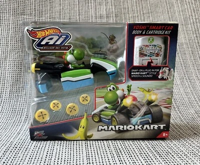 NEW Hot Wheels AI Mario Kart Yoshi Smart Car Body & Cartridge Kit 2017 Mattel - Image 1 of 4