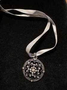 Cookie Lee NWT Medallion Grey Ribbon Necklace 16”-18” (Lot# 461) - Picture 1 of 5