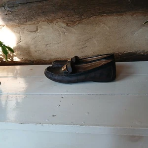 Coach Women's Olympia Pebble Grain Flat Slip On Loafers Leather Brown Size 9B - Picture 1 of 14