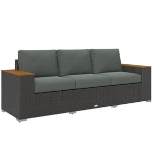 Outsunny 3-Seater Outdoor Sofa w/ 4" Thick Cushions, Outdoor Couch, Dark Gray - Picture 1 of 11