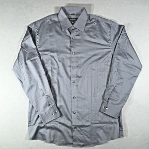Kenneth Cole Reaction Men's Medium 15 1/2 - 32/33 Gray Long Sleeve Button Down - Picture 1 of 10