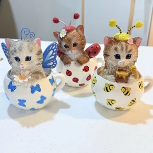 Hamilton Cat Figurine Cups Affection ladybug, Sweet as Honey, Butterfly kitten - Picture 1 of 19