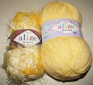 2 Knäuel, Alize, "BeBe" Acryl klassisch & "ausgefallen" Polyester Wimperngarn - Bild 1 von 7