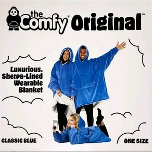 Das bequeme Original luxuriöse Sherpa gefütterte tragbare Decke Oversized Hoody, blau - Bild 1 von 5