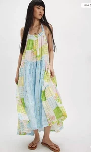 Free People geflickt und hübsches Vintage-Neckholder-besticktes Midi-Kleid XL - Bild 1 von 10