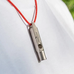 Titanium Emergency Survival Safety Gear Signal Whistle With Lanyard Loud Whistle - Picture 1 of 19