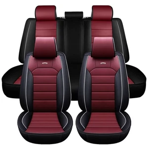 Schwarz Rot PU Leder 5-seats Vollset Autositzbezüge Auto für Audi Luxus - Bild 1 von 12