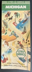 Mapa de gasóleo de Michigan 1949 servicio de ciudades - Imagen 1 de 1